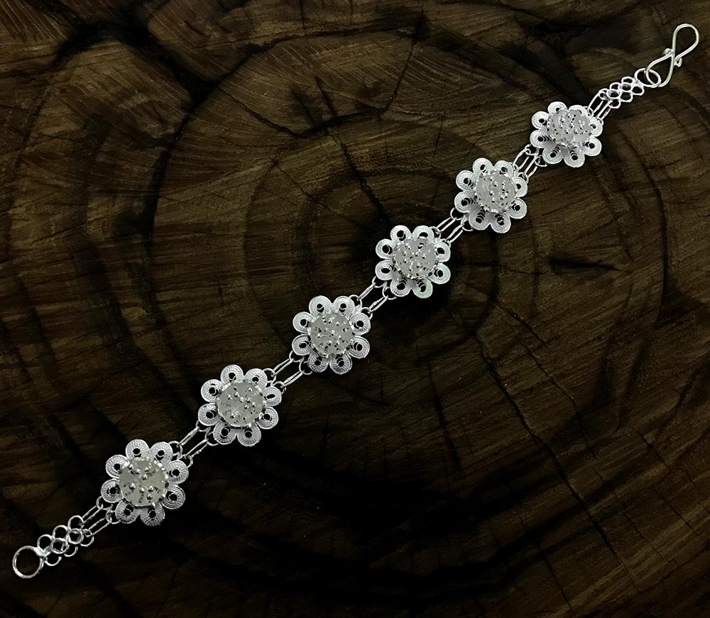 Flower Bud Model Silver Bracelet