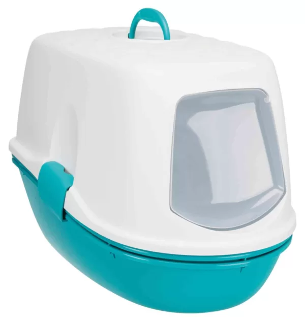 Berto Top Cat Litter Tray - Turquoise Blue/Grey