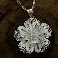 Lotus Motif Silver Necklace