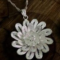 Helianthus Motif Silver Necklace
