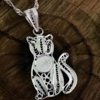 Kitten Motif Silver Necklace