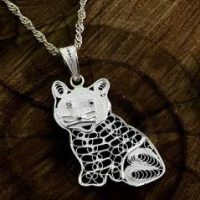 Cat Motif Silver Necklace