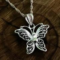 Small Butterfly Motif Silver Necklace