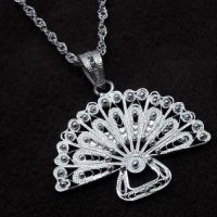Fan Motif Silver Necklace