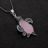 Pink Quartz Flower Silver Necklace
